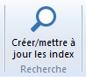 Menu Gestion Créer/mettre à jours les index