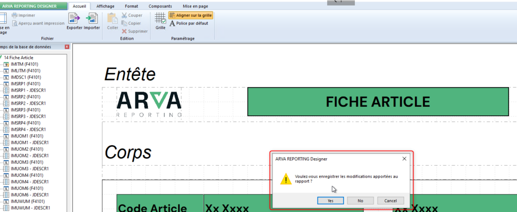 NFAR Editeur de rapport