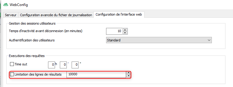 NFAR Limiter le nombre de lignes sur le WEB