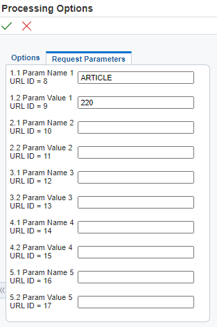 JDEUtil Onglet Request Parameters